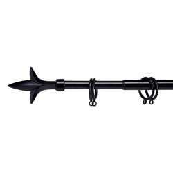 Černá kovová garnýž VALANCE TRIDE 170-320 cm