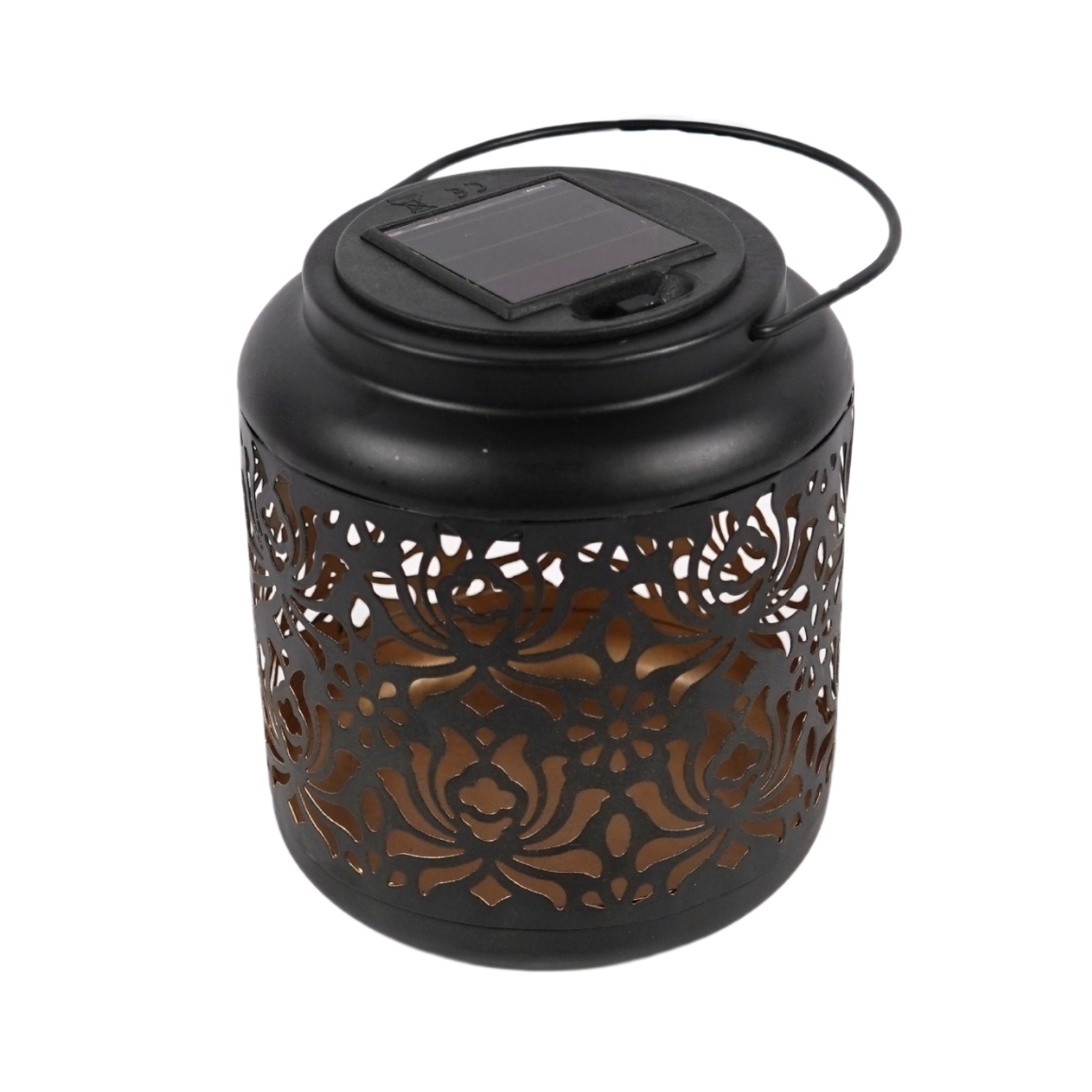 Černá solární lucerna SHADY BLOOM 13,5 cm