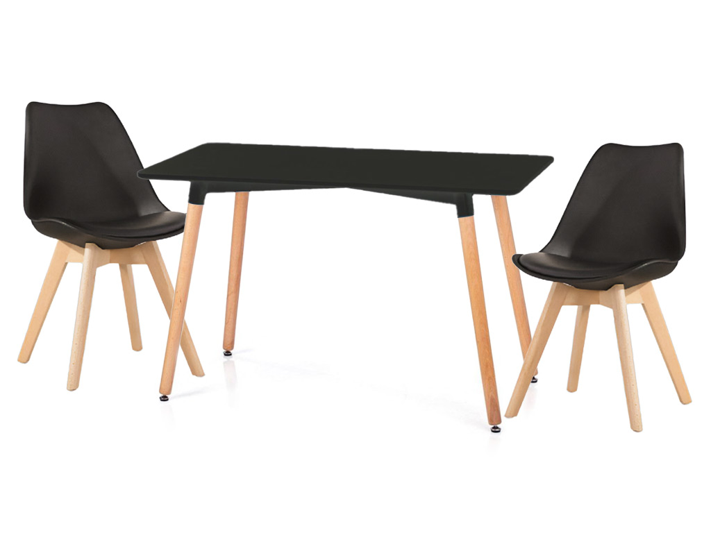 Černý jídelní set 1 + 2, stůl BERGEN 100 + židle BALI MARK