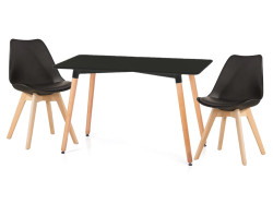 Černý jídelní set 1 + 2, stůl BERGEN 100 + židle BALI MARK
