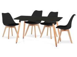 Černý jídelní set 1 + 4, stůl BERGEN 120 + židle BALI MARK