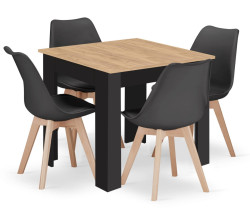 Černý jídelní set 1 + 4, stůl MADO ARTISAN 80x80 + židle BALI MARK černá