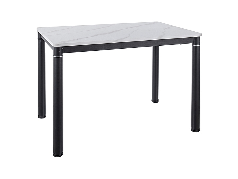 Černý jídelní stůl DAMAR 100x70 cm, bílý mramorový dekor