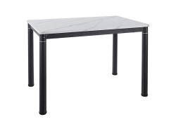 Černý jídelní stůl DAMAR 100x70 cm, bílý mramorový dekor