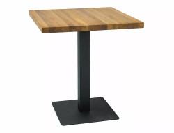 Černý jídelní stůl s dubovou deskou PURO 70x70