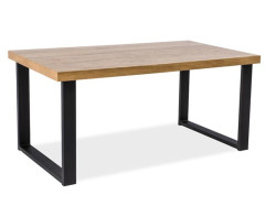 Černý jídelní stůl s dubovou deskou UMBERTO 180x90