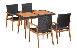 Černý ratanový zahradní set TRIVALIS