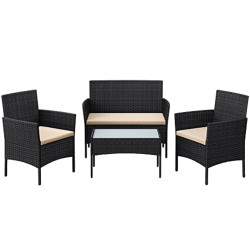Černý ratanový zahradní set TURIA