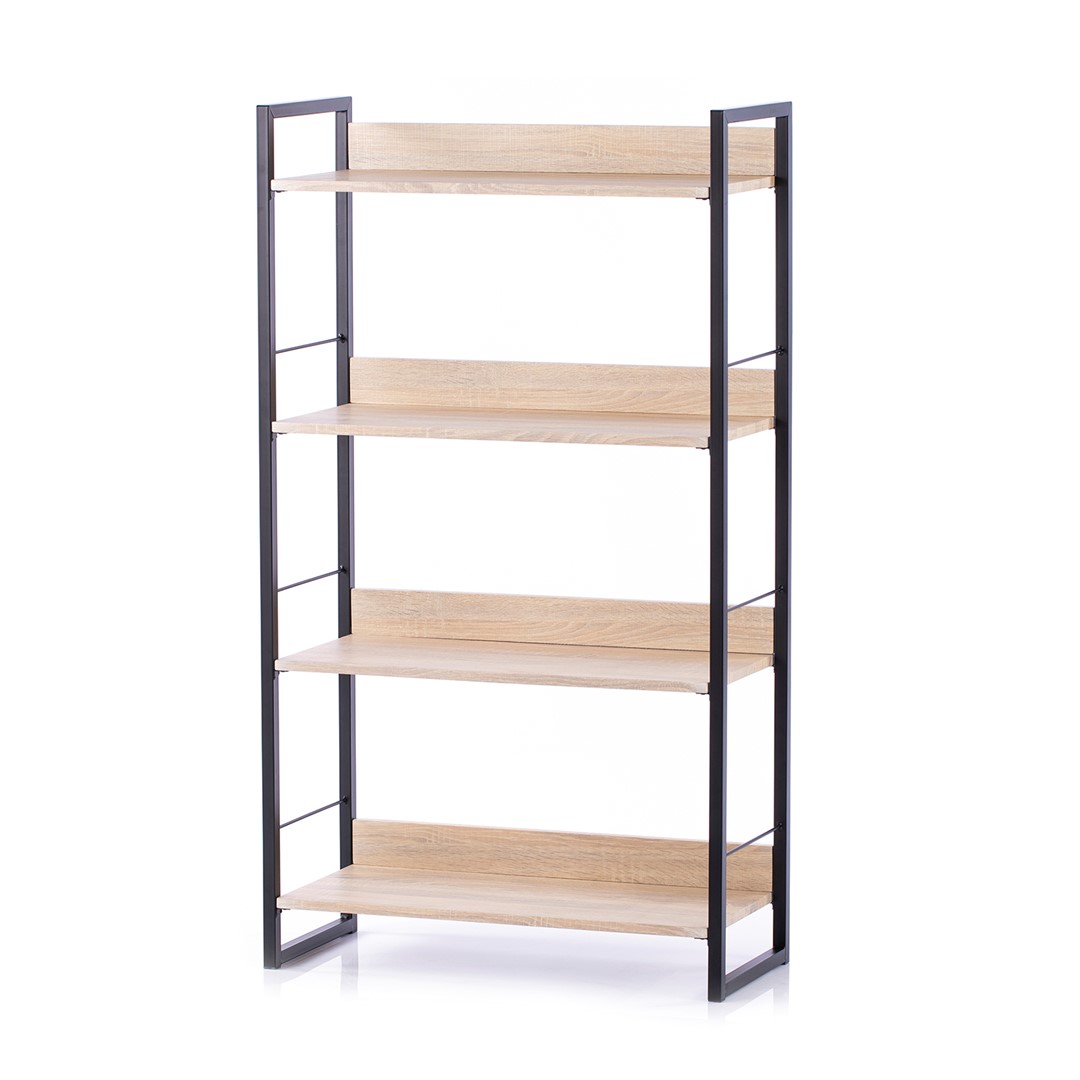 Černý regál GRUX se 4 policemi