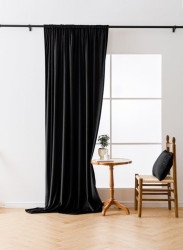 Černý zatemňovací závěs VELVET 140x250 cm Zavěšení: Řasící páska