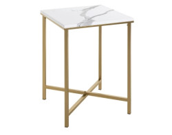 Čtvercový odkládací stolek Albufeira 39x39 cm, zlatý/mramorový