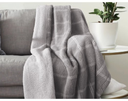 Deka Sherpa 150x200 cm, šedé kostky