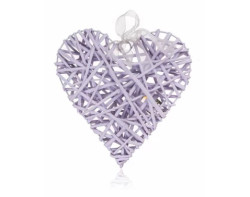 Dekorace Proutěné srdce 28x28 cm, fialové