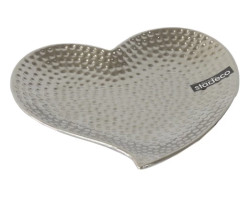 Dekorační mísa Srdce 20 cm, stříbrná tepaná