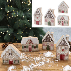 Dekorační vánoční domeček L 14 cm dřevěný - více variant