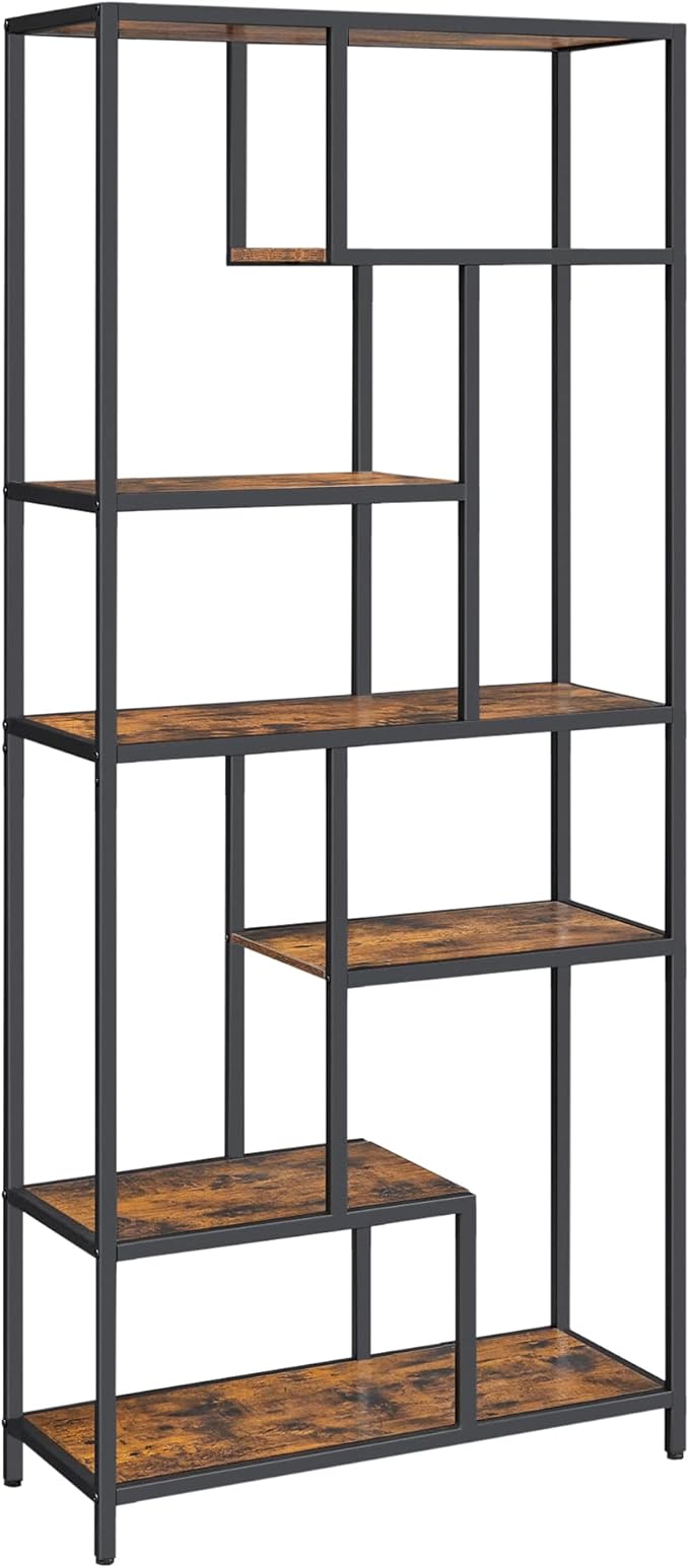 Designová knihovna TAYLOR 180x80 cm, rustikálně hnědá