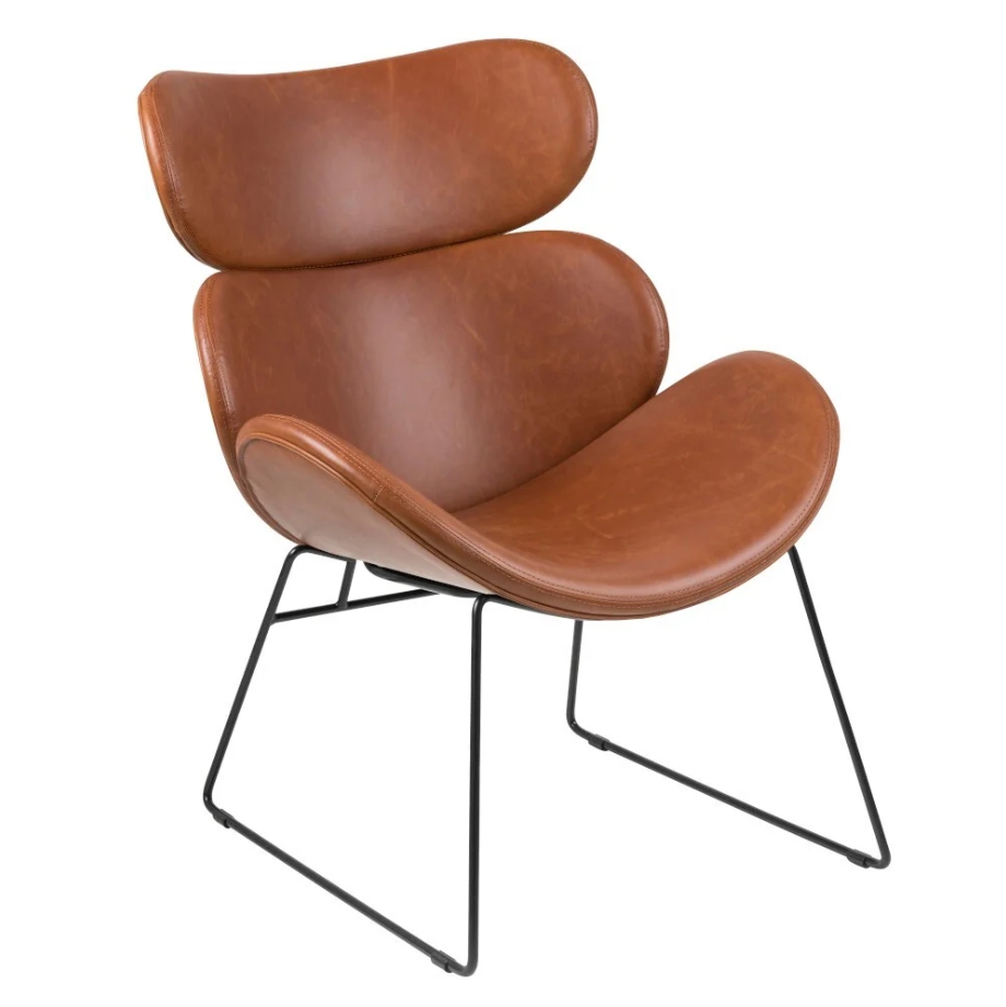Designové křeslo VALETA z eko kůže, hnědé