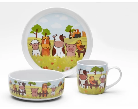 Dětská jídelní sada (3 díly) Zvířátka z farmy