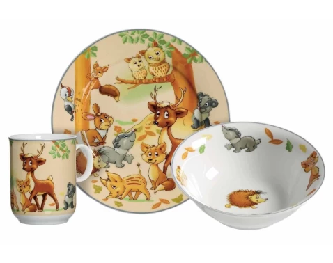 Dětská jídelní sada (3 díly) Zvířátka z lesa