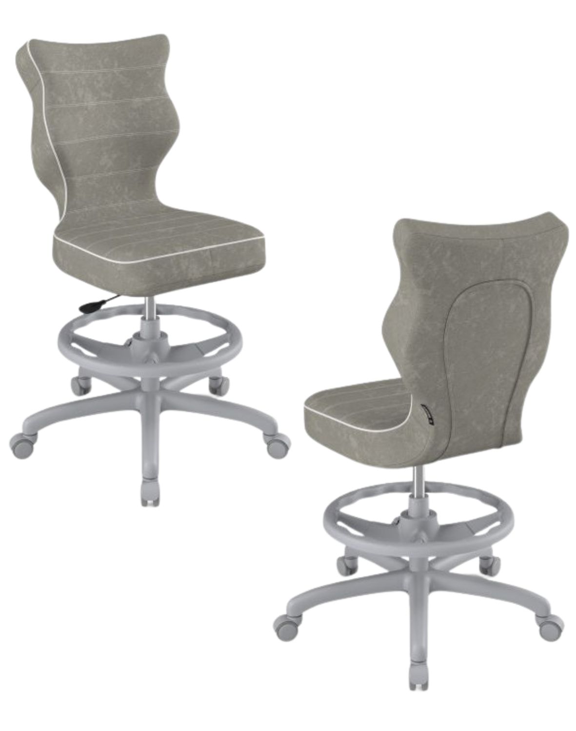 Dětská otočná židle Entelo Petit s podnožkou 159–188 cm, šedá