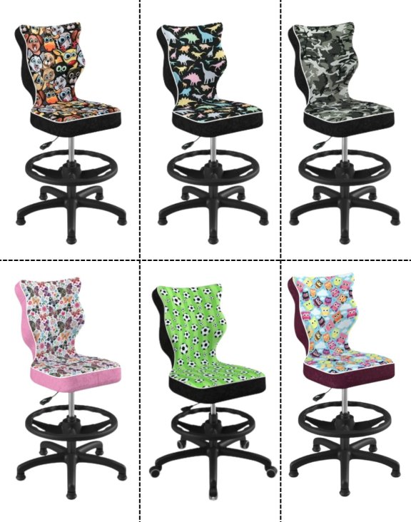 Dětská otočná židle Petit Storia s podnožkou 133–159 cm, černá