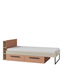 Dětská postel 90x200 cm se zásuvkami a regálem (Lorin 11 kašmír/alpaka)