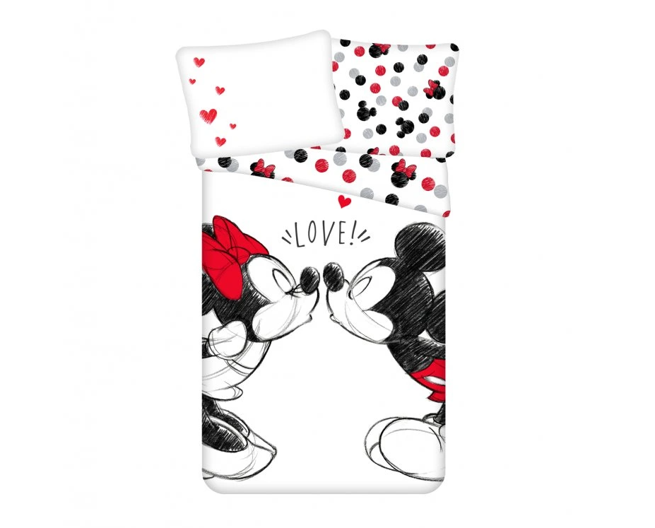 Dětské povlečení MICKEY & MINNIE KISS bílé Rozměr povlečení: 70 x 90 cm | 140 x 200 cm