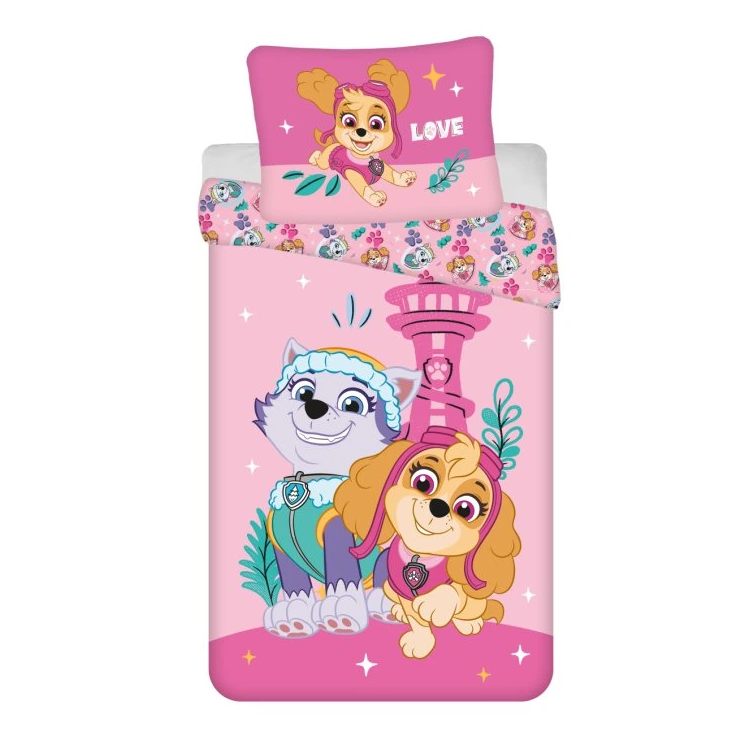 Dětské povlečení TLAPKOVÁ PATROLA Skye & Everest růžové Rozměr povlečení: 70 x 90 cm | 140 x 200 cm