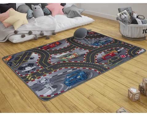 Dětský koberec Auta 100x150 cm, šedý