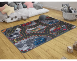 Dětský koberec Auta 100x150 cm, šedý