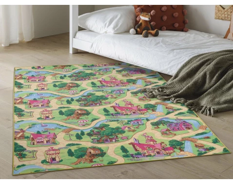 Dětský koberec Pohádková vesnice, 100x150 cm