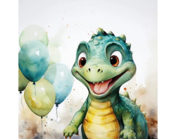 Dětský obraz Veselý dino,  35x35 cm