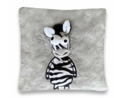 Dětský plyšový polštář 3D zebra 25x25 cm, šedý
