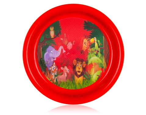 Dětský talíř Zvířátka ze zoo 19,5 cm, červený