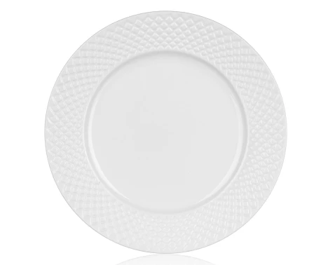 Dezertní talíř Diamond Line, bílý s reliéfem