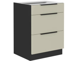 Dolní zásuvková kuchyňská skříňka Arona, 60 cm, kašmírová/černá