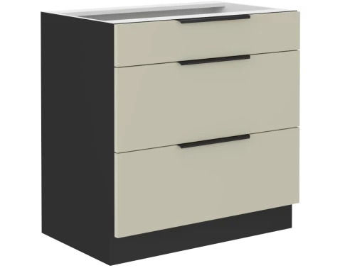 Dolní zásuvková kuchyňská skříňka Arona, 80 cm, kašmírová/černá