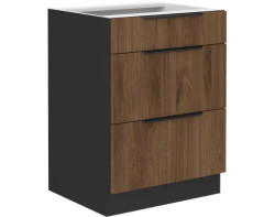 Dolní zásuvková kuchyňská skříňka Monza, 60 cm, ořech/černá