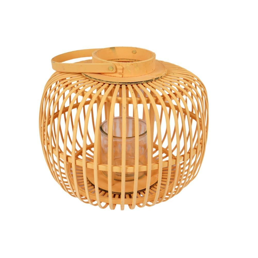 Dřevěná závěsná lucerna JAYNA ORANGE s rukojetí Velikost: L