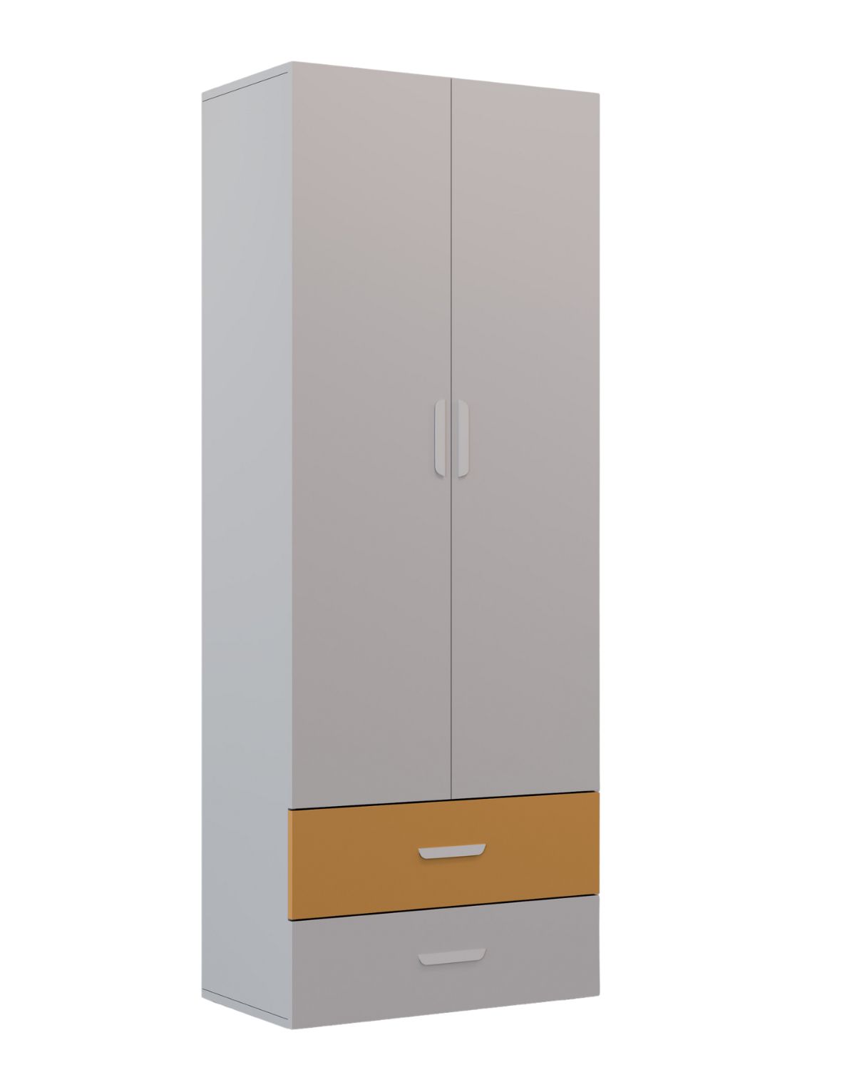 Dvoudveřová šatní skříň se zásuvkami Lumi – Kašmír a žlutá