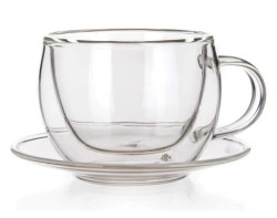 Dvoustěnný šálek s podšálkem Doblo 80 ml, široký