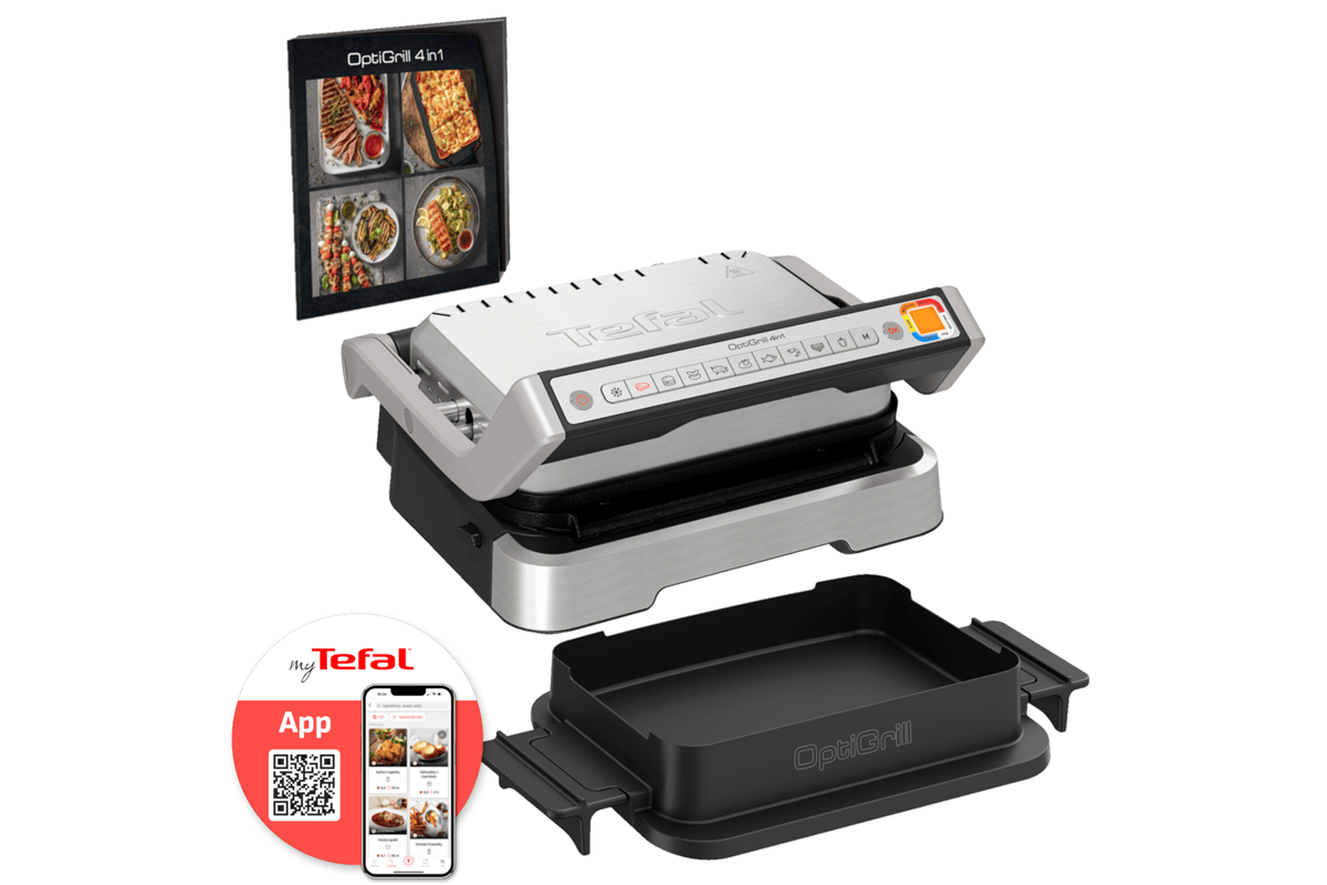 Elektrický inteligentní gril Tefal Optigrill 4v1 Inox GC774D30