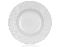 Hluboký talíř Diamond Line, bílý s reliéfem