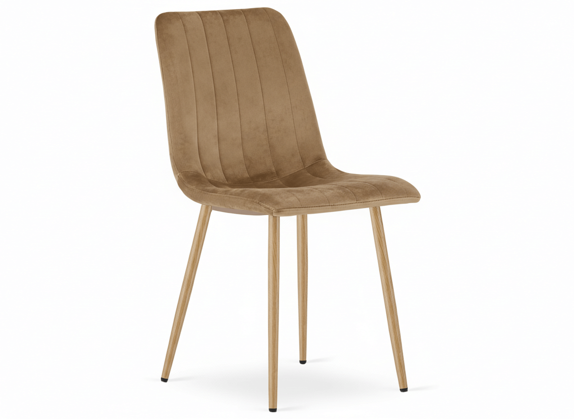 Hnědá sametová židle LAVA ALMOND BROWN