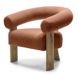 Hnědé designové křeslo KOKEI, dub