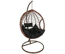 Hnědé závěsné křeslo DOMINIKANA se stojanem