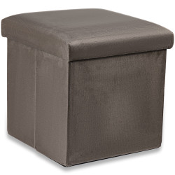 Hnědý skládací taburet CUBEXO VELVET M