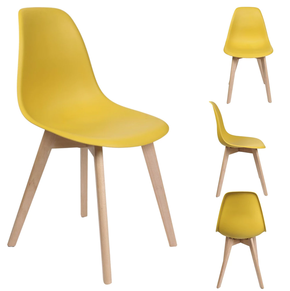 Hořčicová židle SITELLO s bukovými nohami