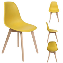 Hořčicová židle SITELLO s bukovými nohami