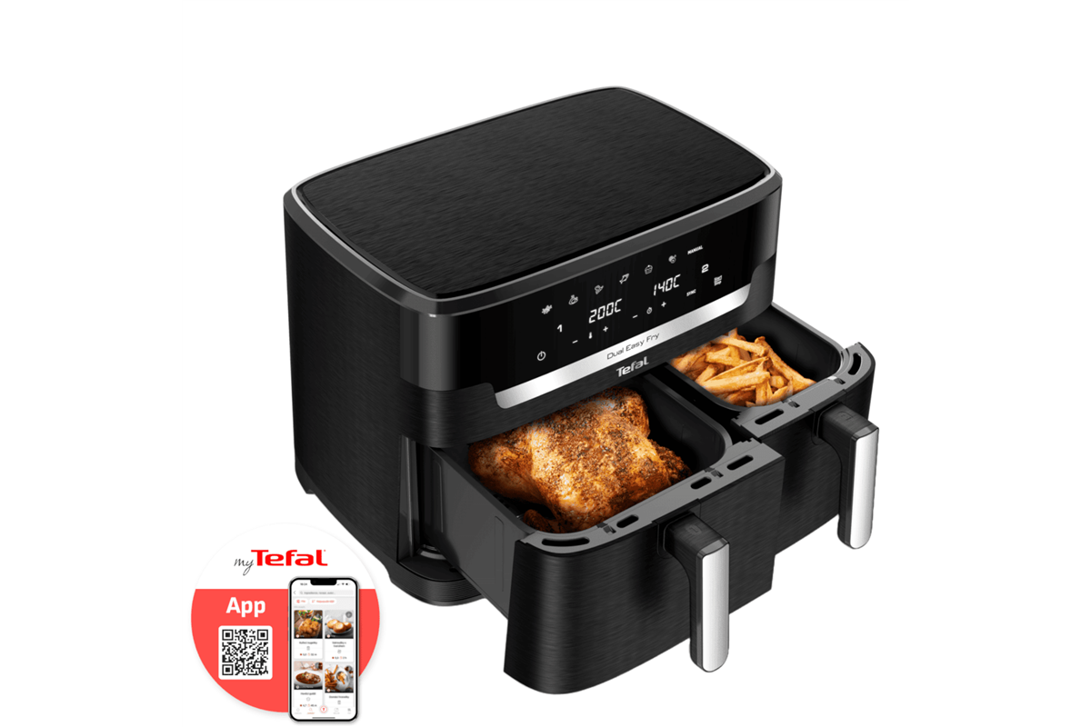 Horkovzdušná fritéza Tefal Dual XXL Easy Fry EY9428E0 Černá